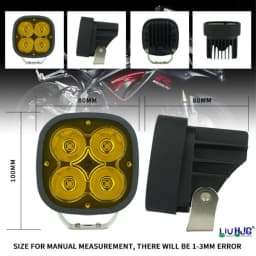 Original 4 LED CREE 60W Auxiliary Fog Light for Motorcycles (Yellow Filter)